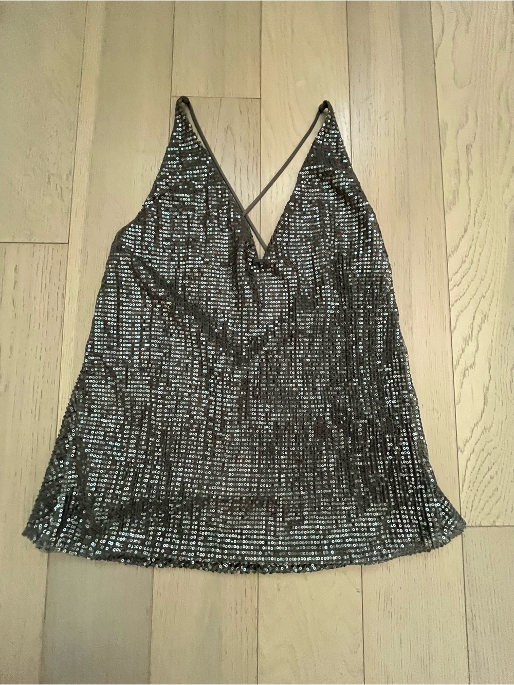 Express Silver Sequin V-Neck Cami